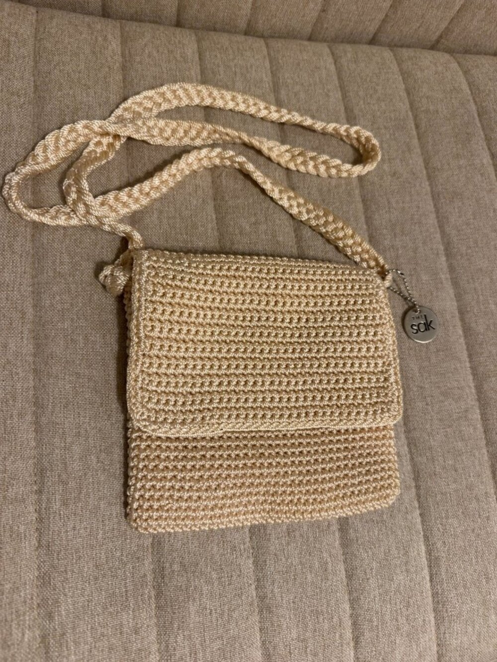 The Sak Ivory Crochet Mini Crossbody Bag Cream Boho Purse
